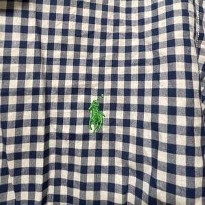 Polo by Ralph Lauren Men's Blue and White Gingham Shirt